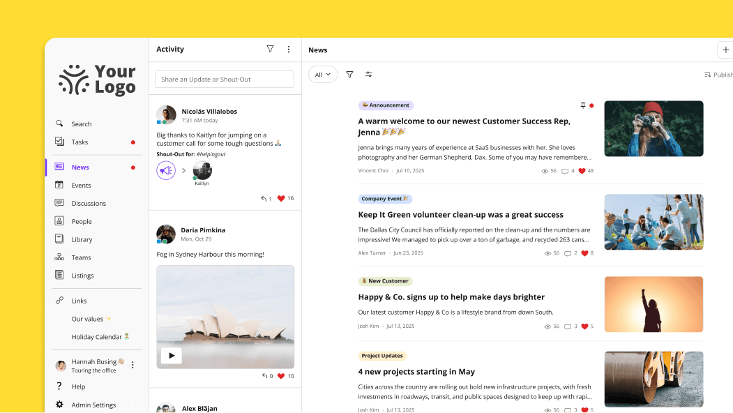 The Jostle News view in list mode
