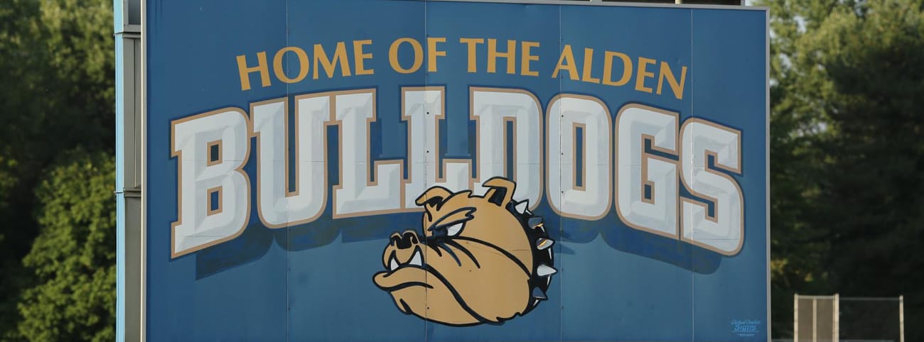 Home of the Alden Bulldogs sign