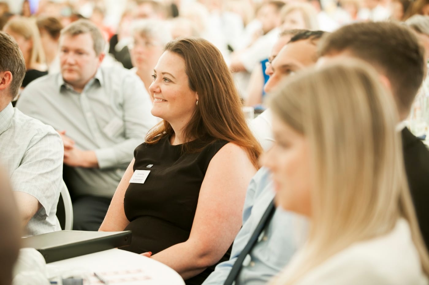 Woman watching a presentation