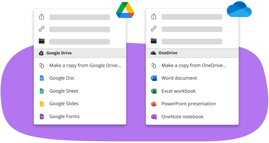 Google drive and OneDrive lists